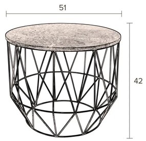 Tárolóasztal márvány lappal, ⌀ 51 cm - Dutchbone