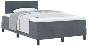 Boxspring Ágy Matraccal Sötétszürke Kis Kétszemélyes Bársonyos