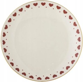 Bloomingville Jolly Karácsonyi Desszert Tányér 16 cm Piros Szívecskék