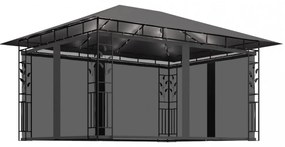 antracit pavilon szúnyoghálóval/LED fényfüzérrel 4 x 3 x 2,73 m