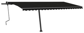 antracitszürke kézzel kihúzható póznás napellenző 500 x 300 cm