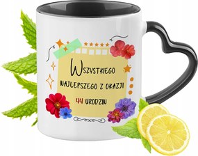 Születésnapra 44 44te Fekete Bögre Szív Alakú Füllel Ajándék