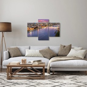 Pozsonyi éjszakai város képe folyóval (90x60 cm)