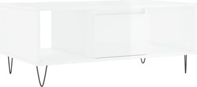 vidaXL magasfényű fehér szerelt fa dohányzóasztal 90 x 50 x 36,5 cm