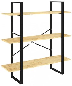 háromszintes tömör fenyőfa könyvszekrény 100 x 30 x 105 cm