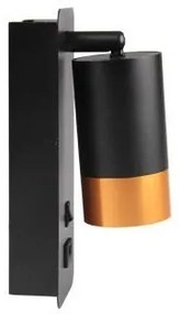 Fali spotlámpa USB töltővel 1xGU10/35W/230V fekete/arany