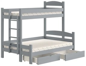 Emeletes ágy fiokokkal Lovic - szürke, 90x200/120x200, Oldal bal
