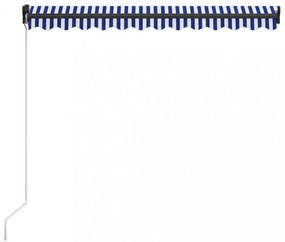 kék és fehér kézzel kihúzható napellenző 350 x 250 cm
