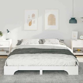 Földi ágykeret tárolóval Fehér 160 x 220 cm Tömör fenyőfa
