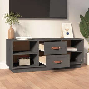 szürke tömör fenyőfa TV-szekrény 100x34x40 cm