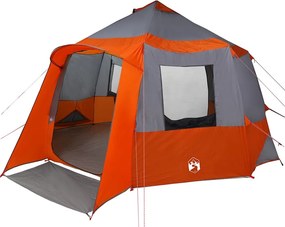 vidaXL Cabin Tent 12-Person Szürke és narancs 405 x 405 x 273 cm