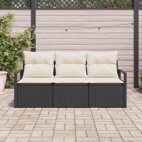 Kerti Kanapé Szett párnával tárolóval 3 pcs Fekete és Krém