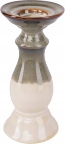 Kerámia gyertyatartó kandeláber S világos bézs-zöld 13 cm magas