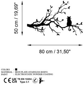 Fali dekoráció 80x50 cm ág fém