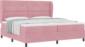 vidaXL Boxrugós ágy matracmal Rózsaszín 200 x 200 cm Poliészter