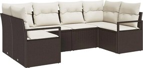 vidaXL Kanapé Szett párnával 6 pcs Barna polirattan