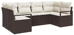 vidaXL Kanapé Szett párnával 6 pcs Barna polirattan
