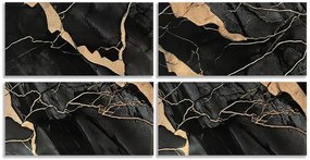 Öntapadós PVC csempepanel, 4db-os csomag, Fekete-sárgásbarna márvány, 30 x 60 cm