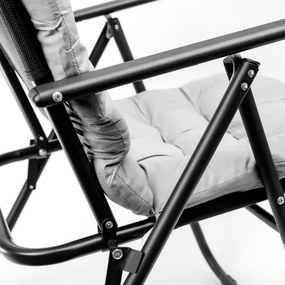 Összecsukható kempingszék matraccal fekete/szürke