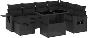 vidaXL 8 részes fekete polyrattan kerti ülőgarnitúra párnákkal