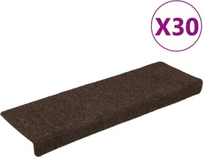 vidaXL 30 db öntapadós lépcsőszőnyeg, barna, téglalap alakú széllel, 65 x 21 x 4 cm