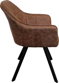 Forgó étkezőszék, sötétbarna szövet csiszolt bőr hatással, SAMANTA