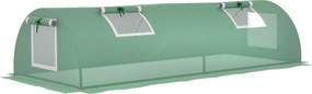 Outsunny Üvegház Rolós Ablakkal, Télálló Acélvázú, Vízálló Kertészeti Üvegház Erkélyre Paradicsomház UV Védelemmel 200x80x45cm Zöldség Üvegház | Aosom