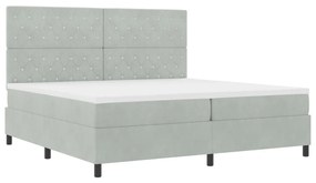 Boxspring Ágy Matraccal &amp; LED Fény Világosszürke 200x200 cm Bársony