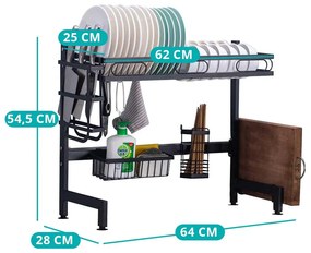 Edényszárító mosogató fölé, dupla
