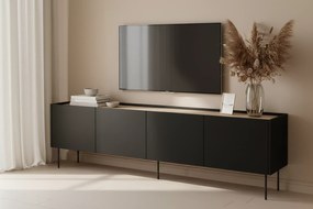 Desin TV-szekrény 220 cm fém lábakkal - fekete matt / nagano tölgy