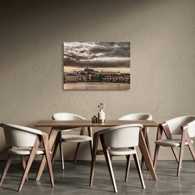 Prágai vár a félhomályban képe (üvegen) (70x50 cm)