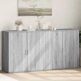 2 db szürke sonoma színű szerelt fa tálalószekrény 79x38x80 cm