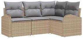 vidaXL Kerti Kanapé Szett Bézs polirattan