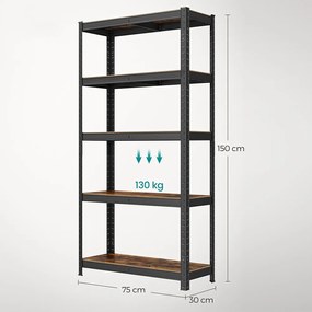 5 szintes polcrendszer 650 kg teherbírással