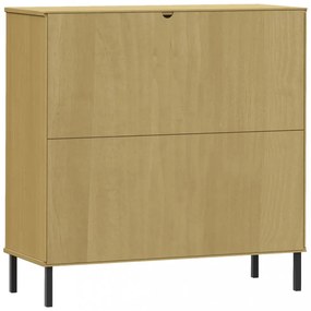 OSLO barna tömör fa könyvszekrény fém lábakkal 90x35x90,5 cm