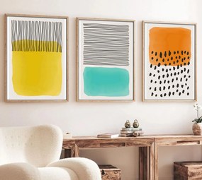 Huhu136 keretezett MDF falikép, 50 x 70 cm, 3 db-os szett
