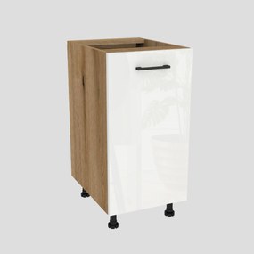 Konyhaszekrény alsó 40 Capri korpusz tölgy Evoke front fehér akril fényes