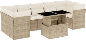 vidaXL 8 részes bézs polyrattan kerti ülőgarnitúra párnával