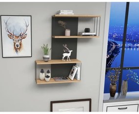 Fali polc DESTAN 96x65 cm antracit/barna