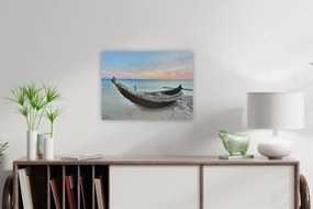 Fali kép Hajó a strandon LED időzítővel 30 x 40 cm