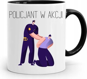 Fekete Bögre Rendőrnőnek Akcióban, fényképes nyomattal