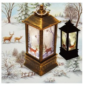 Karácsonyi mintás LED lámpás Szarvas Képpel - 19 cm Bambi l10985