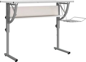 vidaXL fehér-szürke szerelt fa és acél íróasztal 110 x 53 x (58-87) cm
