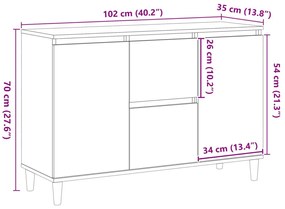 Fekete tölgy oldalszekrény 101x35x60 cm Műszaki fa