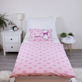 Rózsaszín pamut gyerek ágyneműhuzat babaágyhoz 100x135 cm Marie Cat "Merci" – Jerry Fabrics