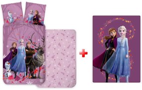 Disney Jégvarázs Purple Wind gyerek, ovis ágyneműhuzat és polár takaró szett