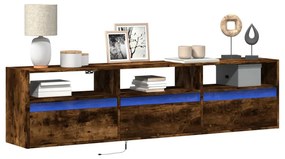 füstös tölgy falra szerelhető TV-szekrény LED-del 180x31x45cm