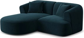 Petróleum színű bársony sarokkanapé (bal oldali-heverő résszel) Campi – Cosmopolitan Design