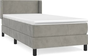 vidaXL világosszürke bársony rugós ágy matraccal 90x190 cm