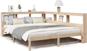 vidaXL tömör fenyőfa könyvespolcos ágy matrac nélkül 140 x 200 cm